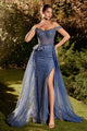 Andrea & Leo Prom Dress Long Formal Evening Gown A1278 - Lapis Blue / 2 - Dresses
