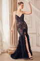 Andrea & Leo Prom Dress Long Formal Evening Gown A1299 - Black/Nude / 4 - Dresses