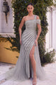 Andrea & Leo Prom Dress Long Formal Evening Gown A1314 - Silver / 6 - Dresses