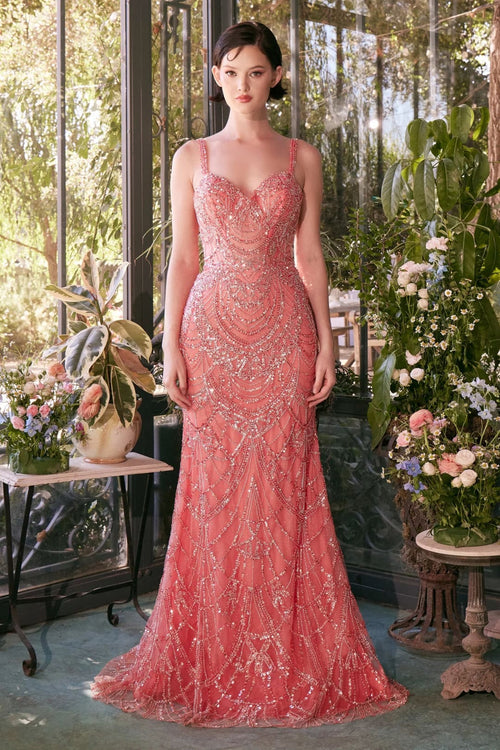 Andrea & Leo Prom Dress Long Formal Evening Gown A1363 - Coral / 2 - Dresses
