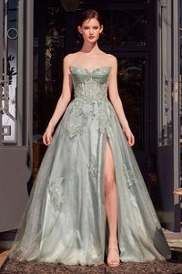 Andrea & Leo Prom Dress Long Formal Evening Gown A1378 - Sage / Dresses