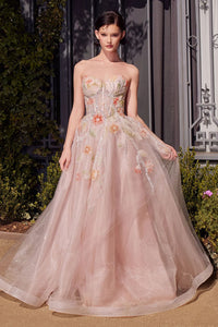 Andrea & Leo Prom Dress Long Formal Evening Gown A1383 - Peach / Dresses