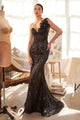 Andrea & Leo Prom Dress Long Formal Evening Gown A1392 - Black/Nude / 6 - Dresses