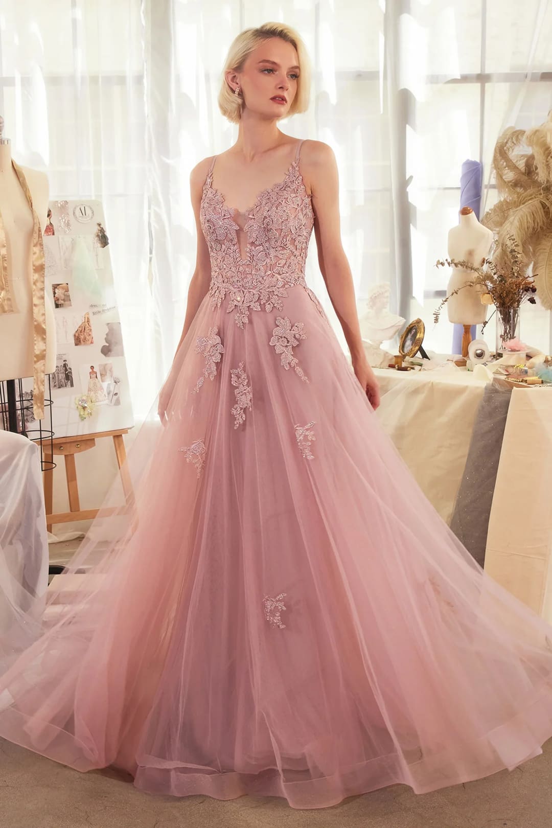 Andrea & Leo Prom Dress Long Formal Evening Gown A1417 - Dusty Rose / Dresses