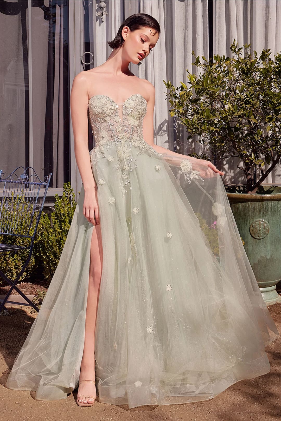 Andrea & Leo Prom Dress Long Formal Evening Gown A1418 - Sage / Dresses