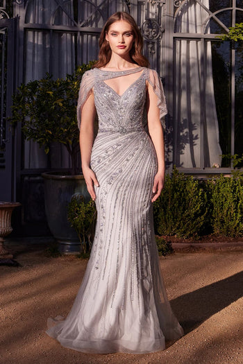 Andrea & Leo Prom Dress Long Formal Evening Gown A1443 - Silver / 6 - Dresses