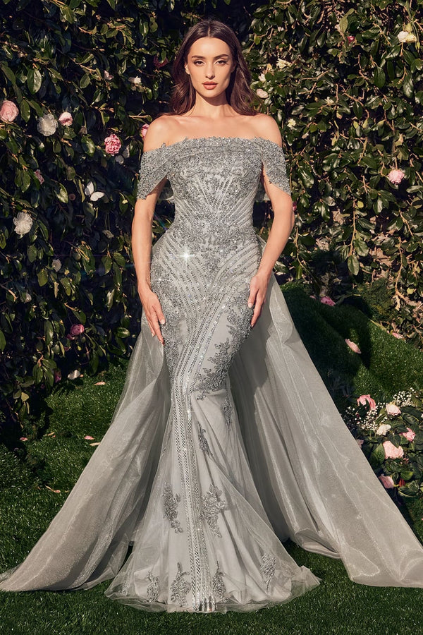Andrea & Leo Prom Dress Long Formal Evening Gown MA103 - Silver / 6 - Dresses