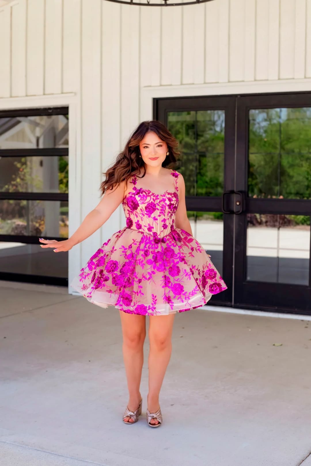 Andrea & Leo Short Prom Dress Feather A-Line Cocktail Attire A1347 - Orchid / 2 - Dresses