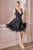 Andrea & Leo Short Prom Dress Sequins A-Line Cocktail Attire A1012 - Black / 2 - Dresses