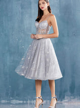 Andrea & Leo Tea Length Semi Formal Midi Cocktail Dress A0823