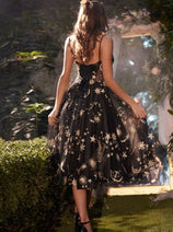 Andrea & Leo Tea Length Semi Formal Midi Cocktail Dress A0823