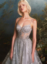 Andrea & Leo Tea Length Semi Formal Midi Cocktail Dress A0823