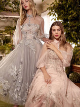 Andrea & Leo Tea Length Semi Formal Midi Cocktail Dress A0862