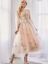 Andrea & Leo Tea Length Semi Formal Midi Cocktail Dress A0862