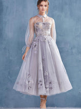 Andrea & Leo Tea Length Semi Formal Midi Cocktail Dress A0862