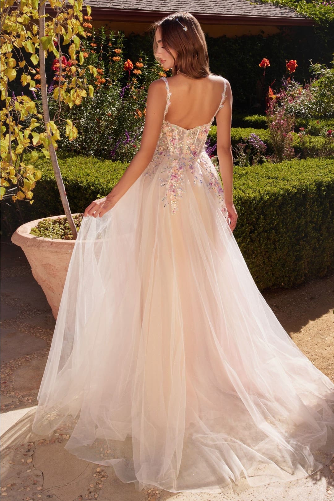 Andrea & Leo White/Flowers Wedding Dress Long Bridal Gown A1288 - Dresses