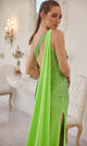Narianna-Beaded Long One-Shoulder Cape Formal Dress