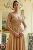 Applique 3/4 Sleeve A-line Gown by Elizabeth K GL3572 - Long Formal Dresses