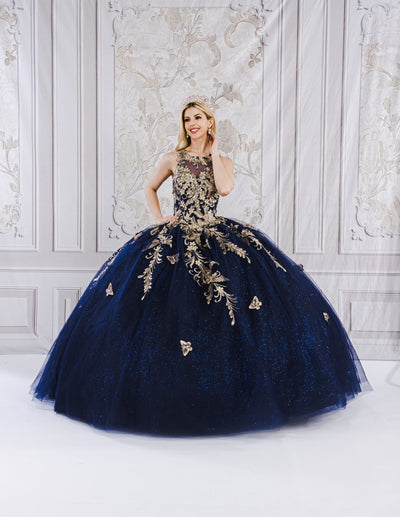 Applique Bell Sleeve Ball Gown by Bella Princess PQ1020