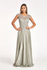 Applique Cap Sleeve Chiffon Gown by Elizabeth K GL3068 - XS / Silver - Long Formal Dresses