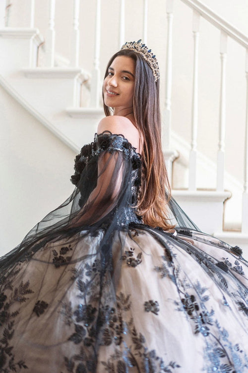 Applique Cape Sleeve Ball Gown by GLS Gloria GL3500 - Quinceanera Dresses