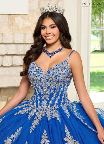 Rachel Allan RQ1137 Applique Long Sleeve Quinceanera Dress