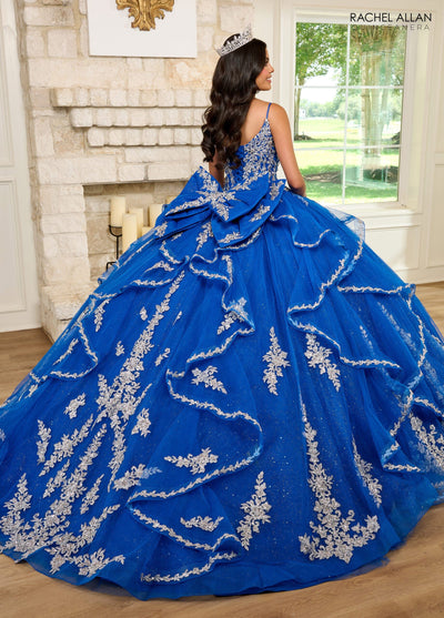 Rachel Allan RQ1137 Applique Long Sleeve Quinceanera Dress