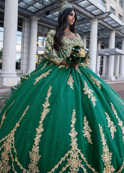 Rachel Allan RQ1137 Applique Long Sleeve Quinceanera Dress