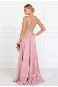 Applique Long V-Neck Dress by Elizabeth K GL2311 - Long Formal Dresses