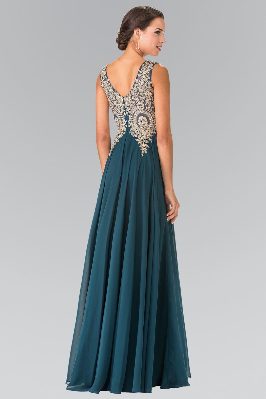 Applique Long V-Neck Dress by Elizabeth K GL2311 - Long Formal Dresses