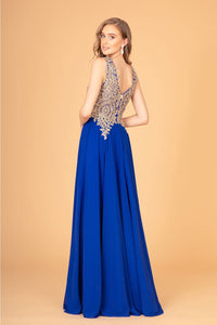 Applique Long V-Neck Dress by Elizabeth K GL2311 - Long Formal Dresses