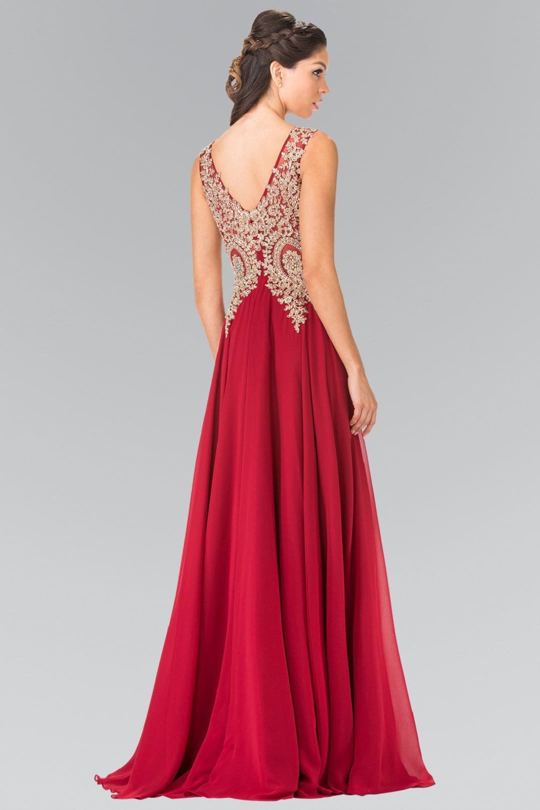 Applique Long V-Neck Dress by Elizabeth K GL2311 - Long Formal Dresses