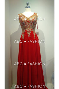 Long V-Neck Dress with Lace Appliques by Elizabeth K GL2311-Long Formal Dresses-ABC Fashion