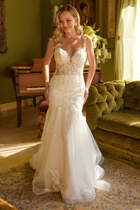 Applique Mermaid Bridal Gown by GLS Gloria GL3601 - XS / Off White - Long Formal Dresses