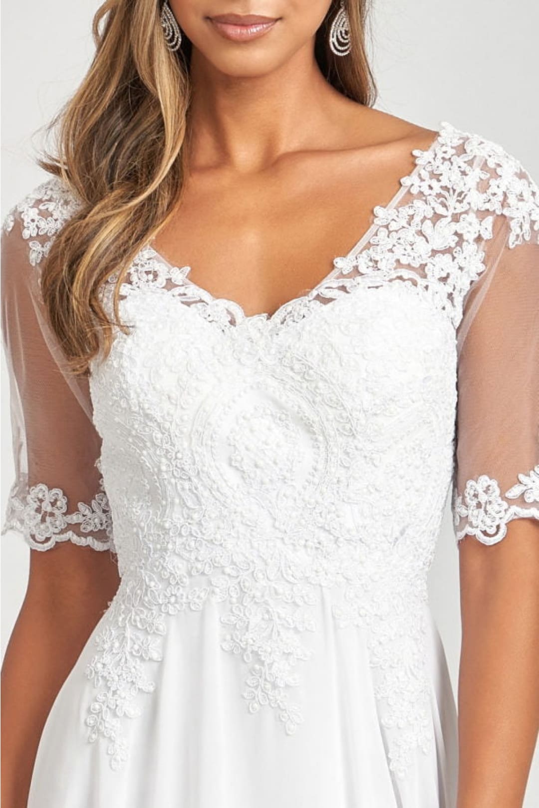 Applique Mid-Sleeve Chiffon Gown by Elizabeth K GL1982 - Long Formal Dresses