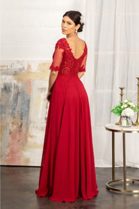 Applique Mid-Sleeve Chiffon Gown by Elizabeth K GL1982 - Long Formal Dresses