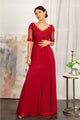 Applique Mid-Sleeve Chiffon Gown by Elizabeth K GL1982 - S / Burgundy - Long Formal Dresses