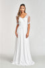 Applique Mid-Sleeve Chiffon Gown by Elizabeth K GL1982 - S / Off White - Long Formal Dresses