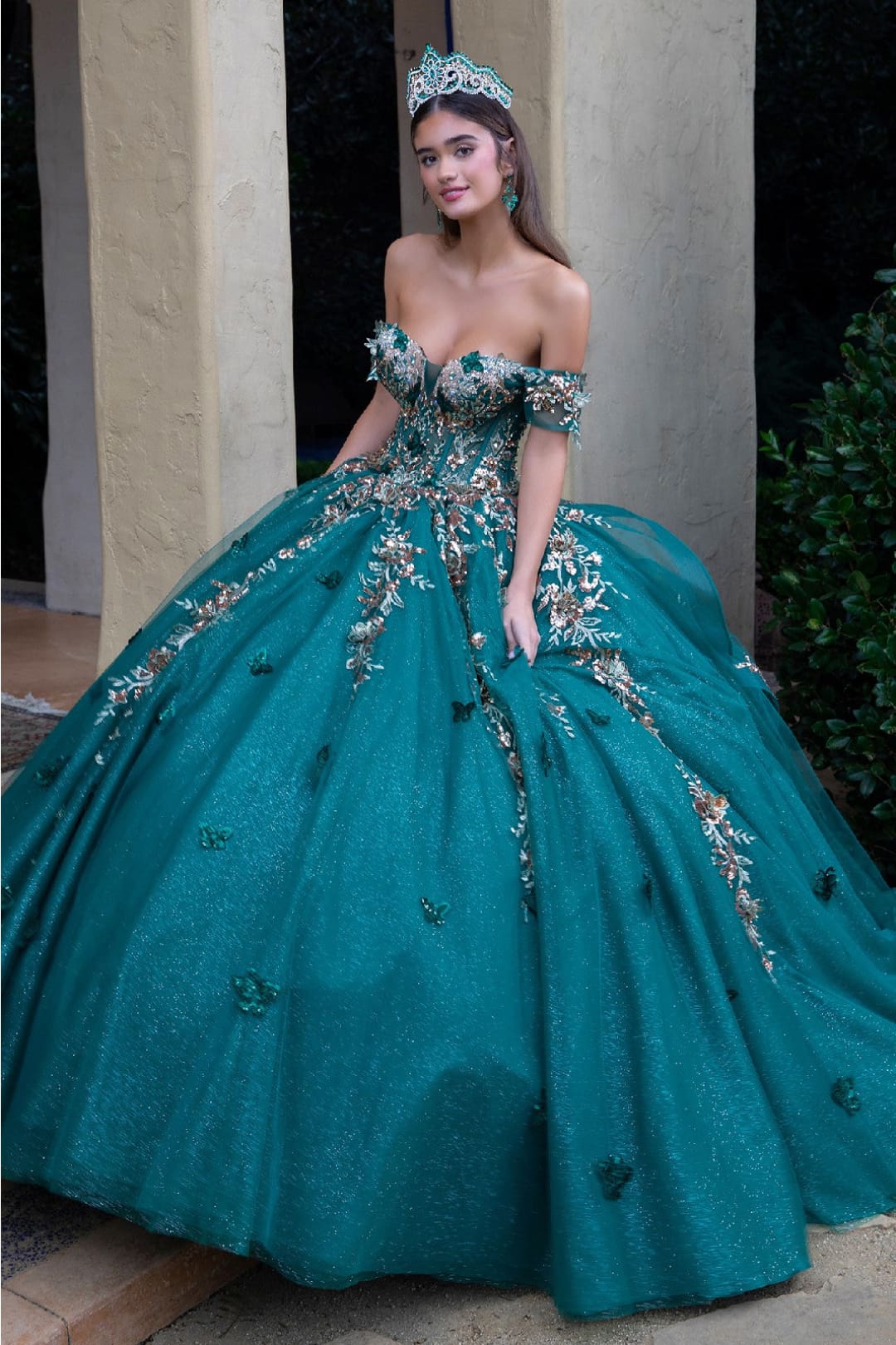 Green And Gold Quinceanera Dresses | Ball Gown by GL3522 Green And Gold Quinceanera Dresses | Ball Gown by GL3522