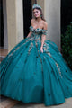 Applique Off Shoulder Ball Gown by GLS Gloria GL3522 - XS / Green - Quinceanera Dresses