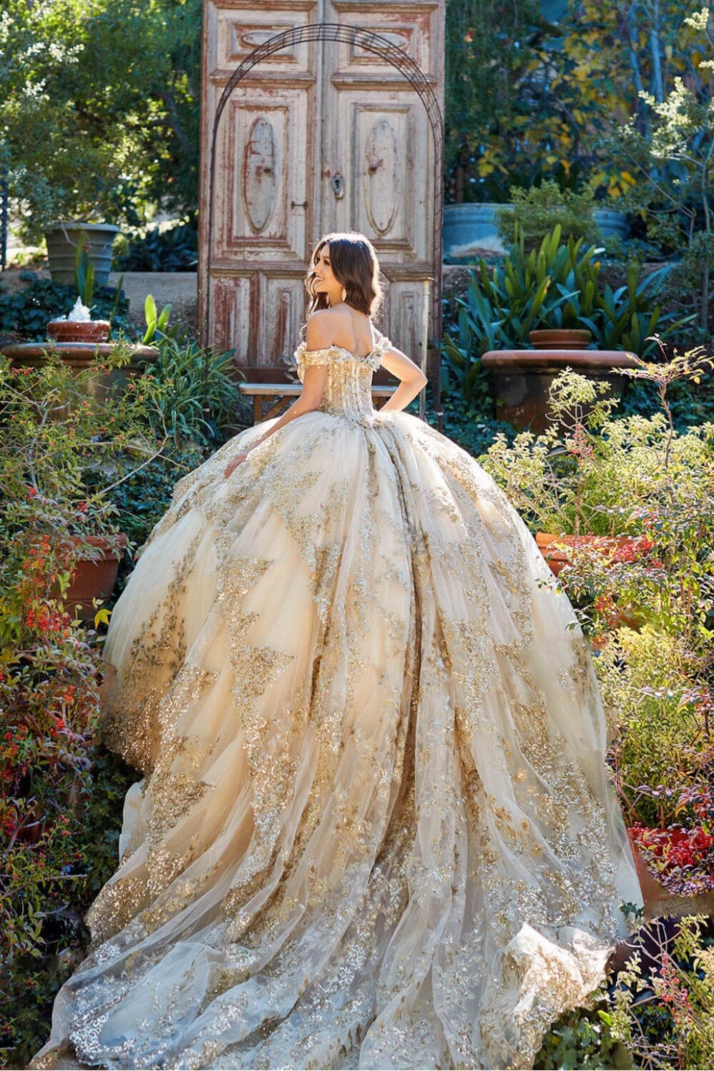 Applique Off Shoulder Corset Ball Gown by Bella Princess PQ1055