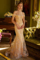 Applique Off Shoulder Gown by GLS Gloria GL3592 - XS / Champagne - Long Formal Dresses