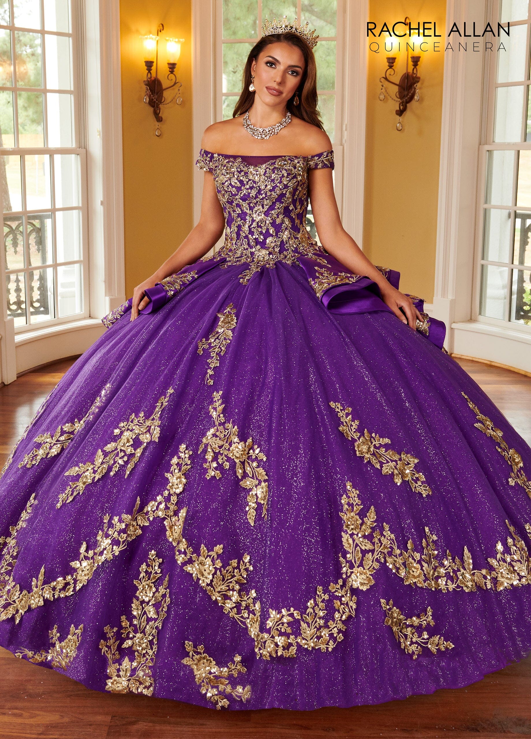 Rachel Allan RQ2162 Applique Off Shoulder Quinceanera Dress