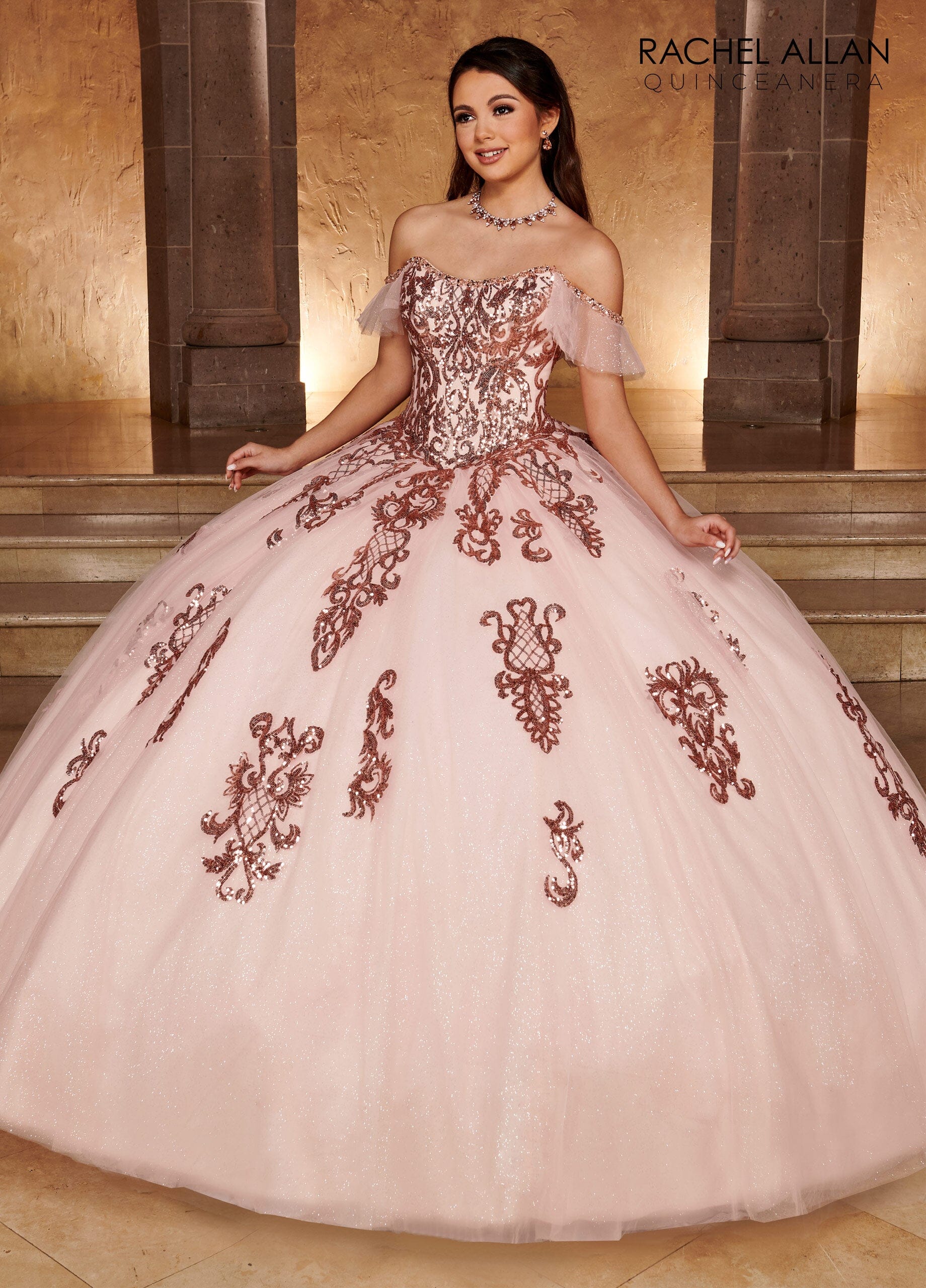 Rachel Allan RQ2166 Applique Off Shoulder Quinceanera Dress
