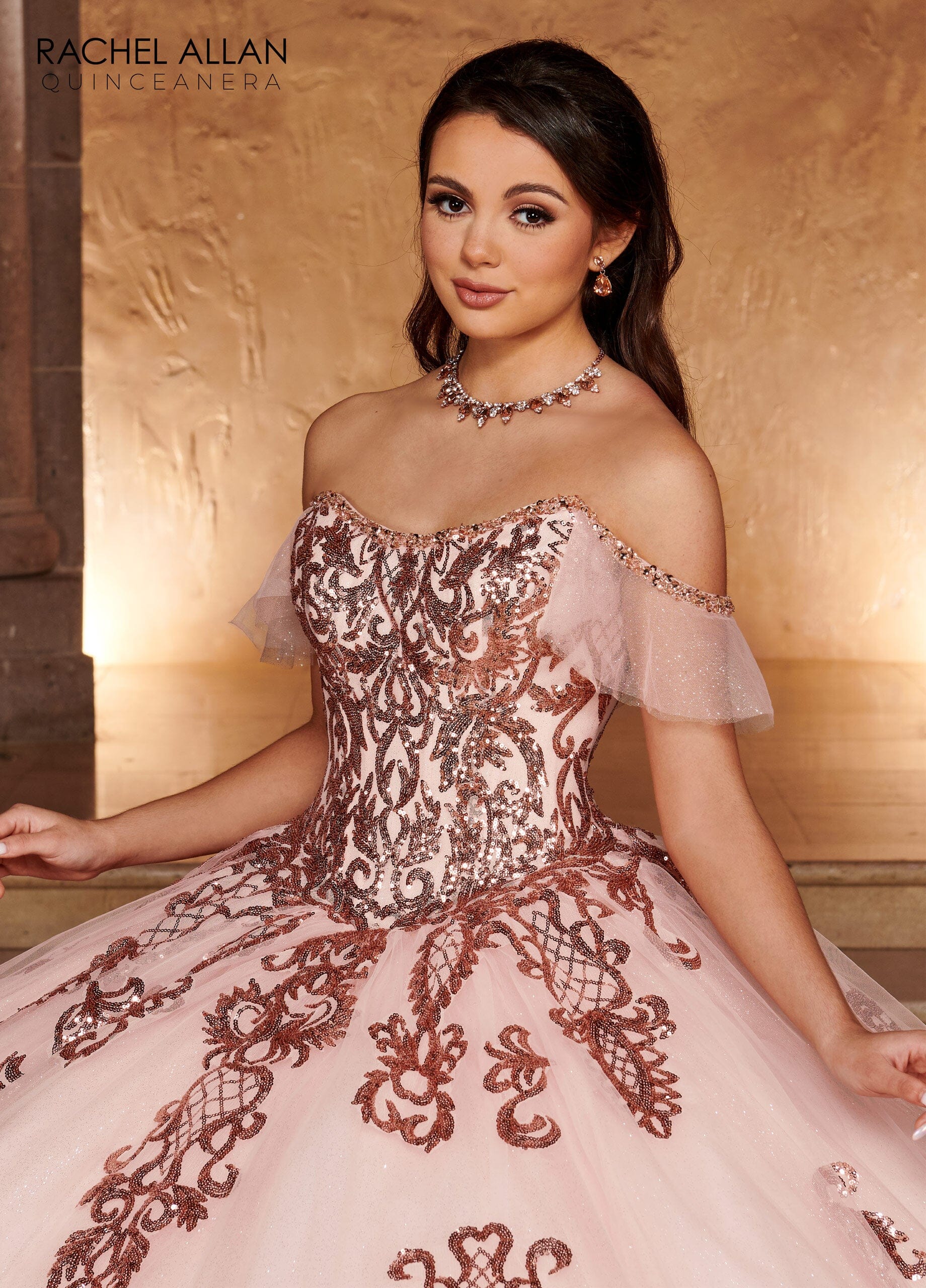 Rachel Allan RQ2166 Applique Off Shoulder Quinceanera Dress