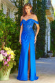 Applique Off Shoulder Slit Gown by Elizabeth K GL3540 - XS / Royal Blue - Long Formal Dresses