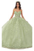 Applique Ornate Ballgown 2025 Elegant Formal Dress - Sage / XXS - Prom