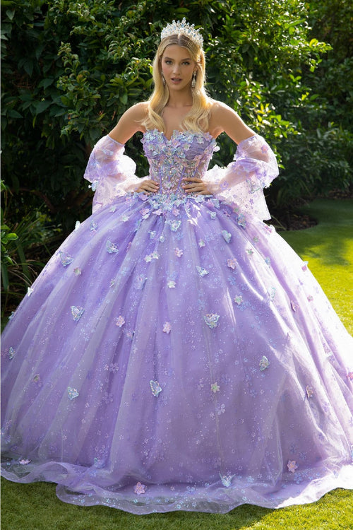 Applique Puff Sleeve Ball Gown by GLS Gloria GL3541 - Quinceanera Dresses