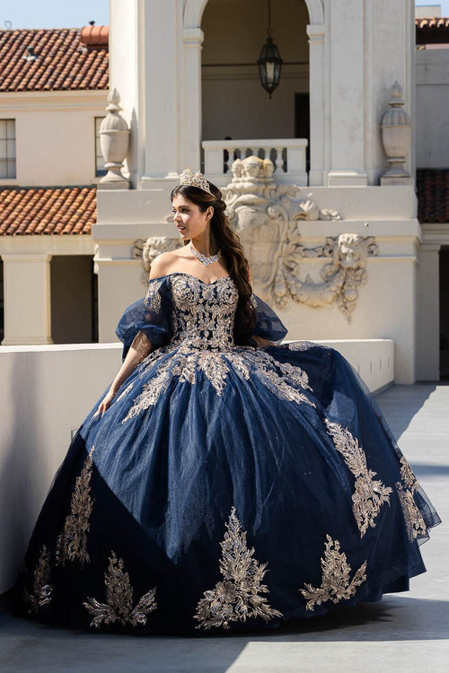 Applique Puff Sleeve Ball Gown by Bella Princess PQ1023