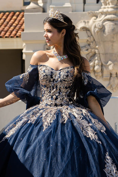 Applique Puff Sleeve Ball Gown by Bella Princess PQ1023